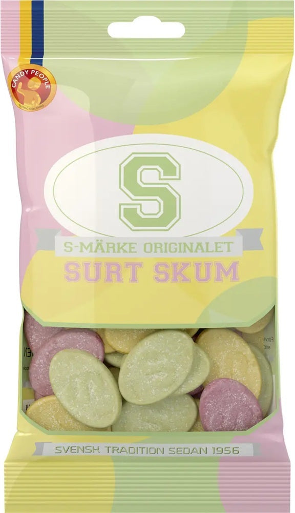Candy People S-Märke Surt Skum 70g, 14-Pack - Scandinavian Goods