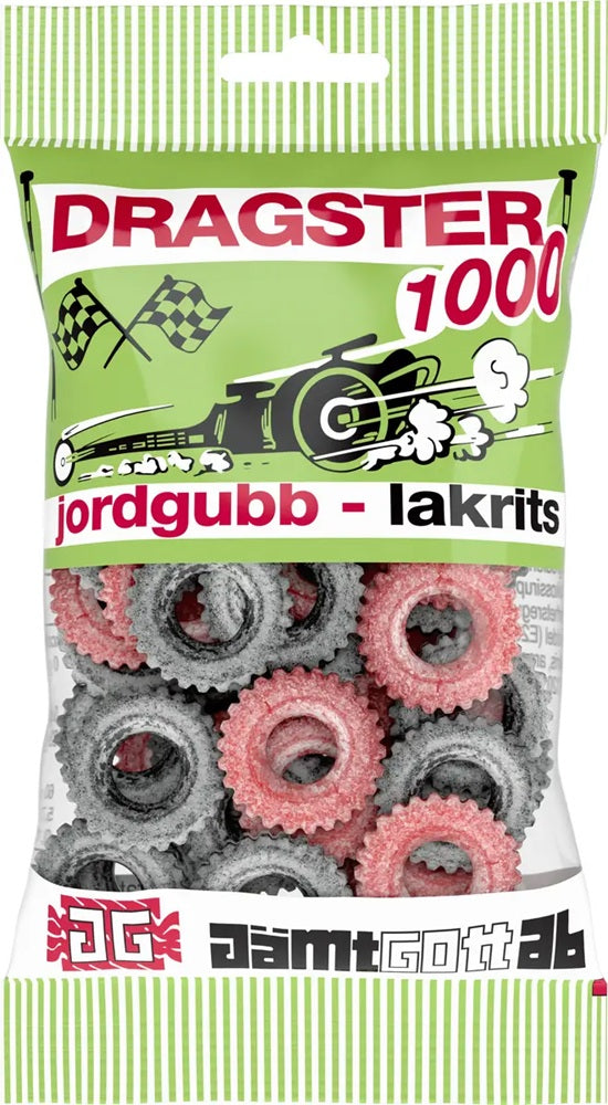 Dragster 1000 Jordgubb/Lakrits 65g