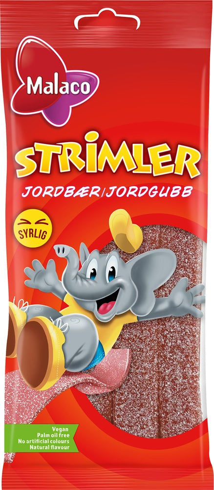 Malaco Strimler Jordgubb 80g - Scandinavian Goods