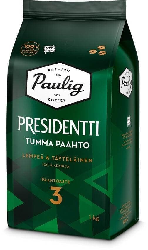 Paulig Presidentti Dark Roast Coffee Beans 1 kg, 4-Pack - Scandinavian Goods