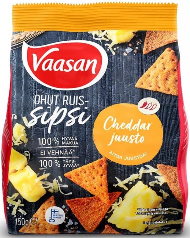 Vaasan Cheddar Cheese Rye Crisps 150g, 10-Pack - Scandinavian Goods
