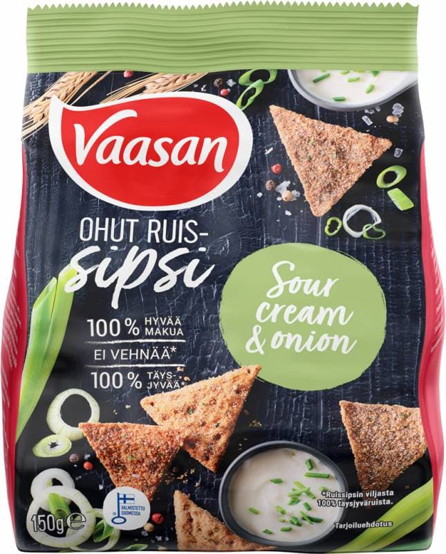 Vaasan Sour Cream & Onion Rye Crisps 150g, 10-Pack - Scandinavian Goods