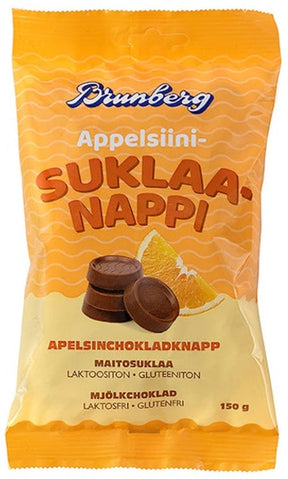 Brunberg Orange Chocolate Button 150g, 12-Pack - Scandinavian Goods