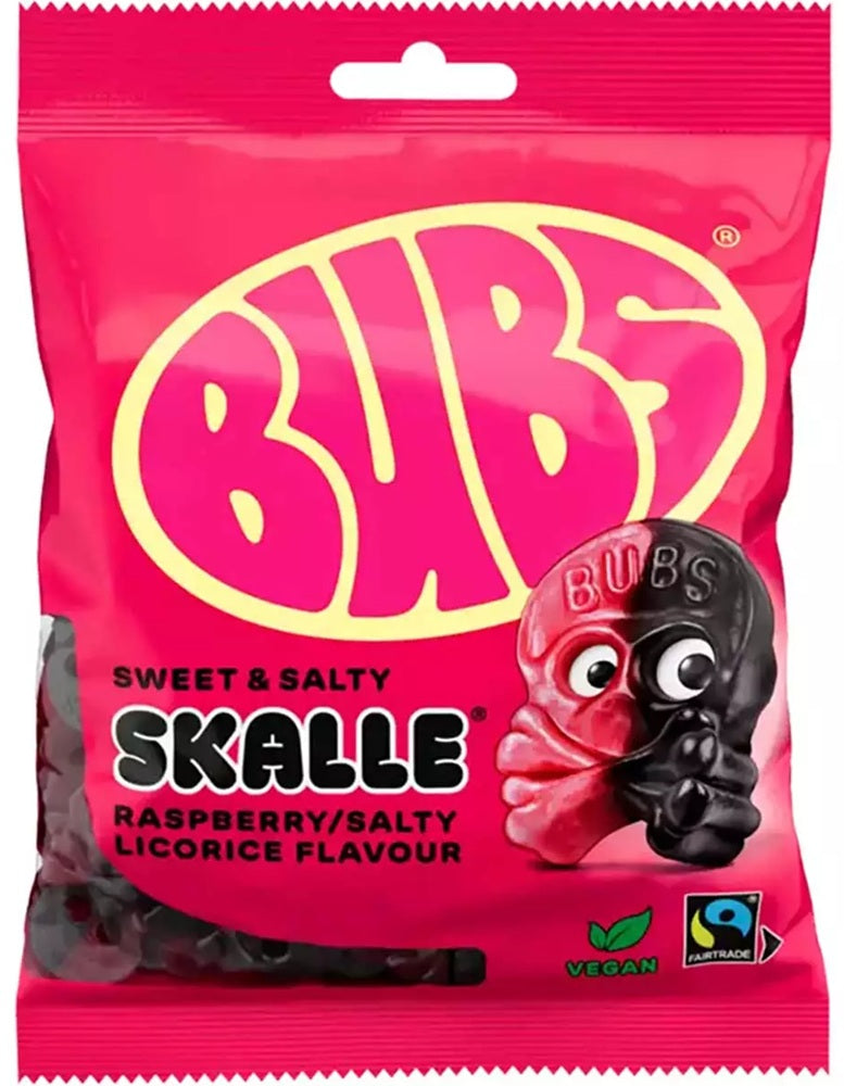 Bubs Godis Hallonlakritsskalle 90g-1 - Scandinavian Goods
