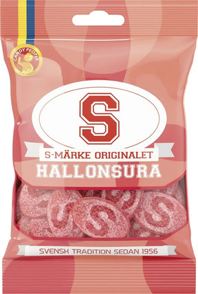 Candy People S-Märke Hallonsura 80g, 18-Pack - Scandinavian Goods