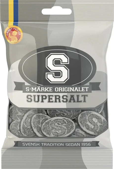 Candy People S-Märke Supersalt 80g, 18-Pack - Scandinavian Goods