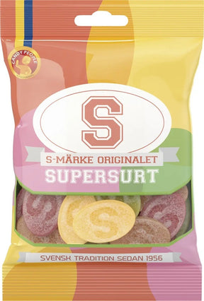 Candy People S-Märke Supersurt 80g, 18-Pack - Scandinavian Goods