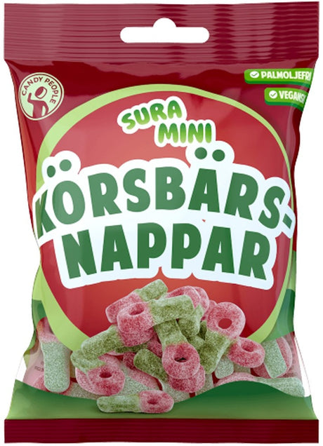 Candy People Sura Mini Körsbärsnappar 70g, 18-Pack - Scandinavian Goods