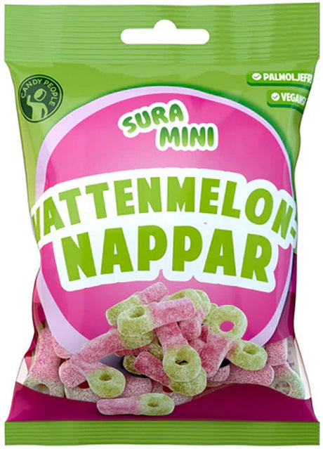 Candy People Sura Mini Vattenmelonnappar 70g, 18-Pack - Scandinavian Goods