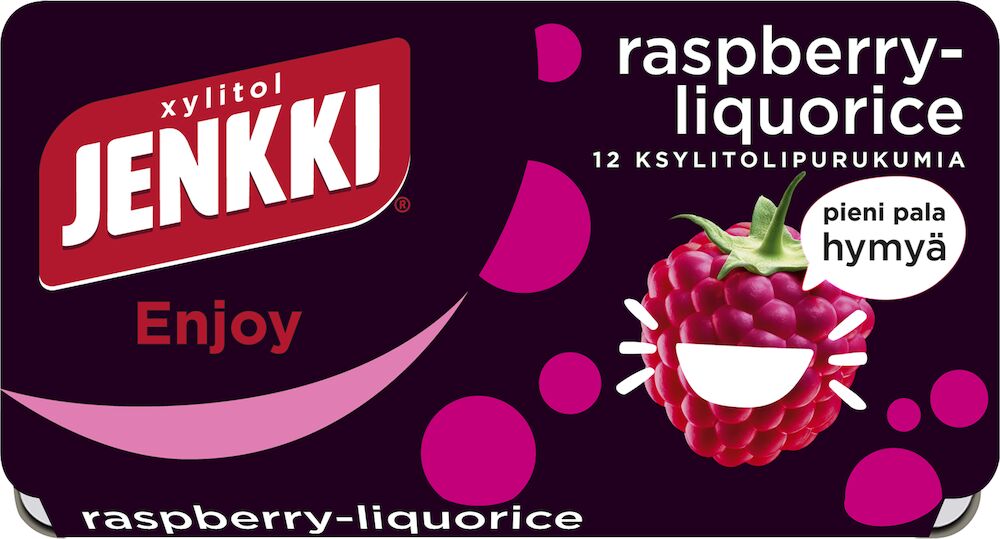 Jenkki Enjoy Raspberry-Licorice 18g | Finnish Chewing Gum