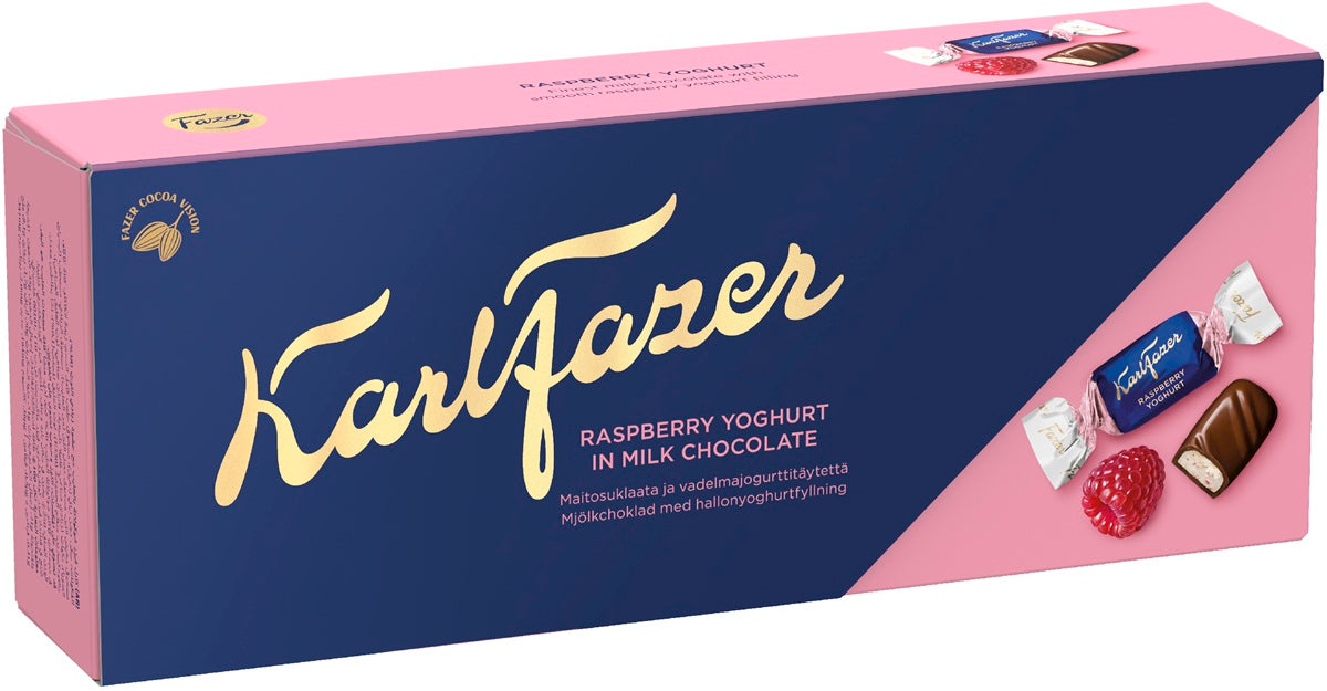 Karl Fazer Raspberry Yoghurt 250g, 12-Pack | Finnish Chocolate Candy