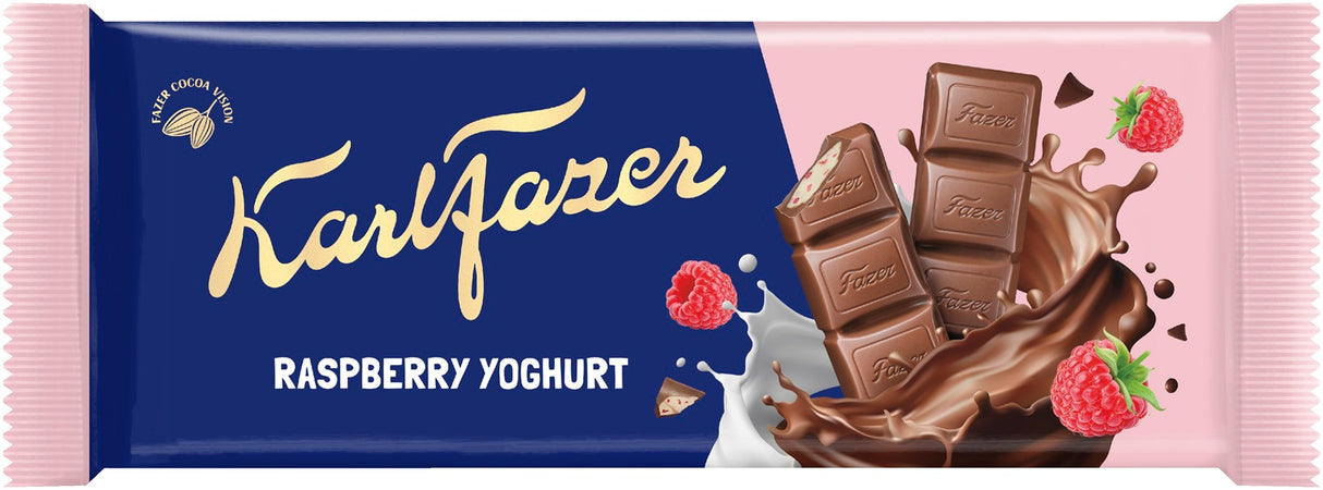 Karl Fazer Raspberry Yoghurt Chocolate Bar 100g, 20-Pack - Scandinavian Goods