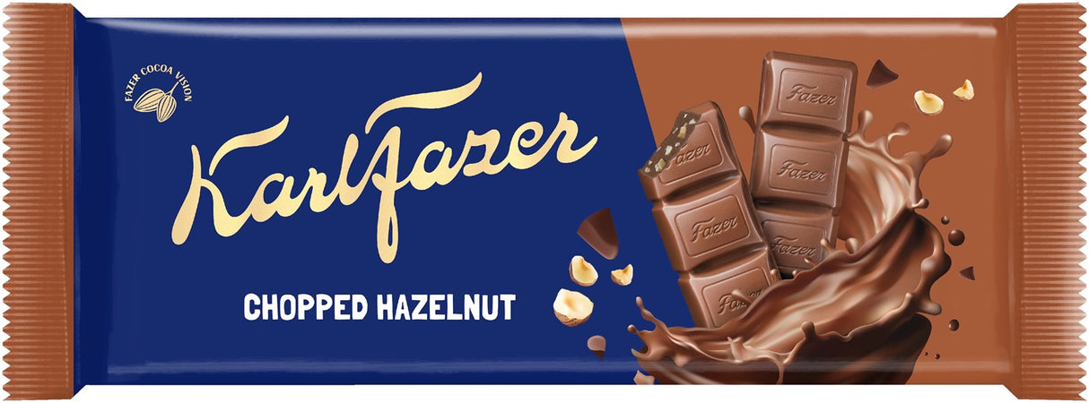 Karl Fazer Chopped Hazelnut Chocolate Bar 95g, 20-Pack - Scandinavian Goods