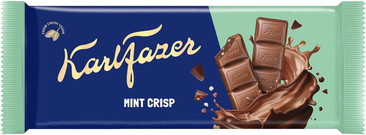 Karl Fazer Mint Crisp Chocolate Bar 95g, 20-Pack - Scandinavian Goods