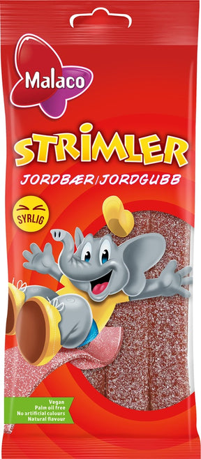 Malaco Strimler Jordgubb 80g - Scandinavian Goods
