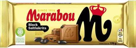 Marabou Black Saltlakrits Chocolate Tablet 170g, 12-Pack - Scandinavian Goods