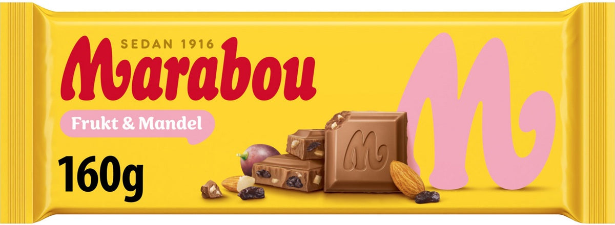 Marabou Frukt & Mandel Chocolate Bar 160g, 15-Pack - Scandinavian Goods