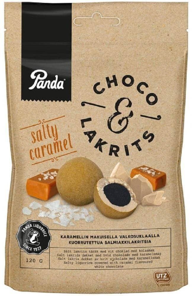 Panda Choco & Lakrits Salty Caramel 120g, 14-Pack | Finnish Candy