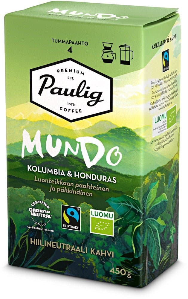 Paulig Mundo Kolumbia & Honduras Organic Coffee 450g, 12-Pack - Scandinavian Goods