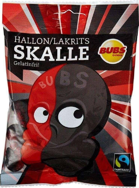 Bubs Godis Hallonlakritsskalle 90g, 24-Pack - Scandinavian Goods